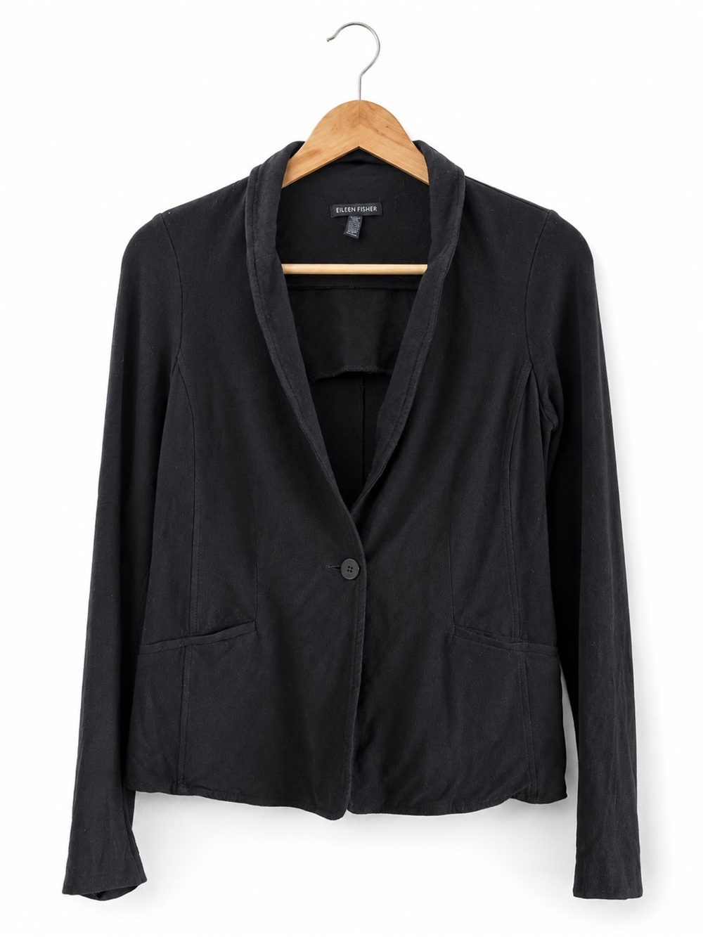 Eileen Fisher Shawl Collar Knit Blazer Jacket Black XS